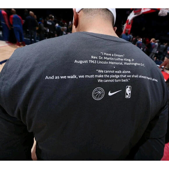 NBA MLK We Cannot Walk Alone Long Sleeve Dri-Fit Training T Shirt Size 2XL - Picture 2 of 9